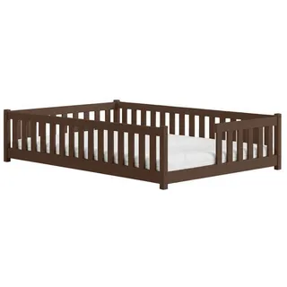 Kids Collective Jugendbett mit Rausfallschutz 140 x 200 cm Kiefer braun dunkelbraun