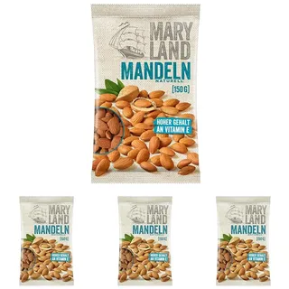Maryland Mandeln 150g Beutel – Mandeln naturbelassen, vegan, frei von künstlichen Aromen, ohne Zusatzstoffe – Im praktischen Format genießen (1 x 150g) (Packung mit 4)