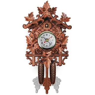 Asudaro Kuckucksuhr Geschnitzt Quarz Uhr Kuckuckuhr Vintage Kuckuck Wanduhr Vogelhaus Uhr Wanddekoration Modern Pendeluhr für Haus Schlafzimmer Wohnzimmer Büro Typ 14