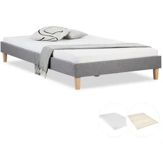 Homestyle4u Polsterbett 120 x 200 cm Grau
