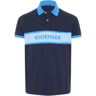 Poloshirt mit Logo und Kontraststreifen dunkelblau S