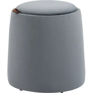 HOMCOM 2-in-1 Ottomane runder Sitzhocker in Grau Samtoptik mit Stauraum abnehmbarer Deckel Ø44cm x 47,5cm vielseitig einsetzbar als Beistelltisch   Aosom.de