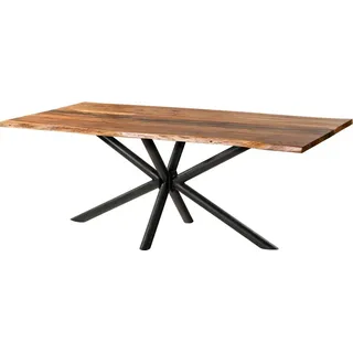 MASSIVMOEBEL24.DE Baumtisch Akazie 240 x 74 x 100 cm schwarz