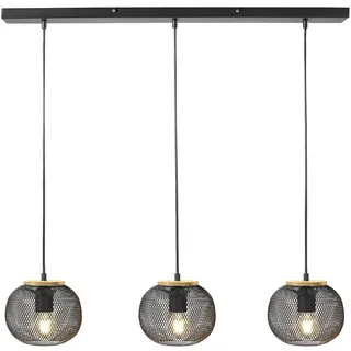 casa NOVA Pendelleuchte RESI, Braun - Schwarz matt - Holz - Metall - 3-flammig - 85 x 85 cm