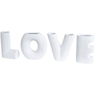 GILDE Tischvase LOVE, Dekovase (Set, 4 St), Vase aus Keramik, mit geriffelter Oberflächenstruktur, Höhe ca. 15 cm weiß