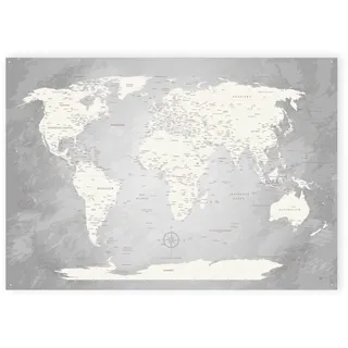 LANA KK - Weltkarte Champagner – magnetische Weltkarte Pinnwand als Blechschild XXL -Poster, Magnettafel als Geschenk Wandkunst Dekor für Zuhause, Büro und Café in 120x80 cm