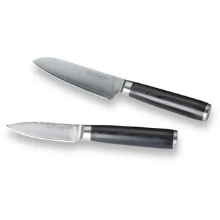 Messer-Set ECHTWERK Kochmesser-Sets schwarz Küchenmesser-Sets Damazener, (Santokumesser Schälmesser inkl. Aufbewahrungsbox)