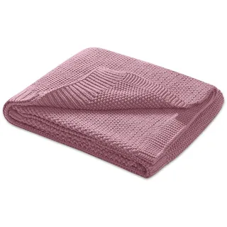Wometo Babydecke Strickdecke Oeko-TEX Wolle-Look rosa 70x100