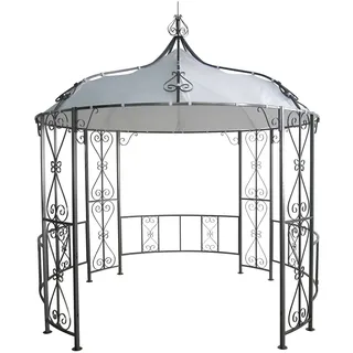 DEGAMO Luxus Pavillon Gartenpavillon Burma 300cm rund, Stahlgestell grau pulverbeschichtet + Dach wasserdicht Weiss