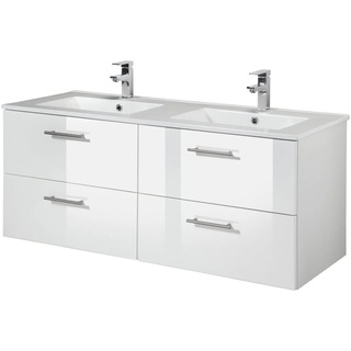 HELD MÖBEL Doppelwaschtisch Trento, Badmöbel in Breite 120 cm weiß