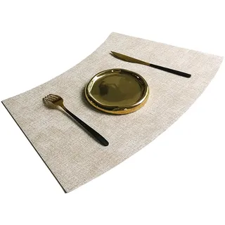Große Tischsets – 50 X 30 cm (19,6 X 11,8 Zoll) | wasserdichte, Langlebige Tischsets | Kreative Kaffee-Tee-Matte Für Die Schreibtischdekoration,Beige,2 STÜCK