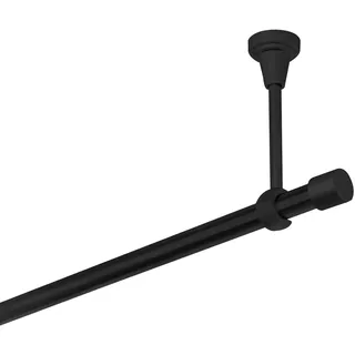 Gardinenstange schwarz 400 cm 1-läufig 19 mm aus Metall Deckenbefestigung Endstück Kappe