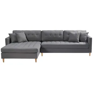 VCM Eckcouch Stoff 2-Sitzer Grau