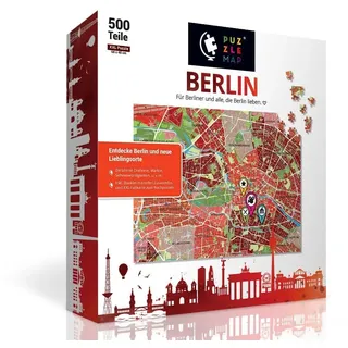 PuzzleMap Berlin Puzzle Stadtplan - XXL 500 Teile - Mit Booklet & Faltkarte - 68x46cm Motivgröße - Reiseführer Geschenk Souvenir