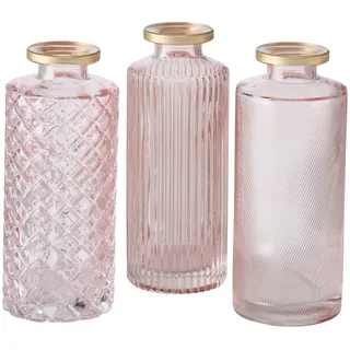 Boltze Vase Adore 3er Set, H13/Ø5 cm, rosa