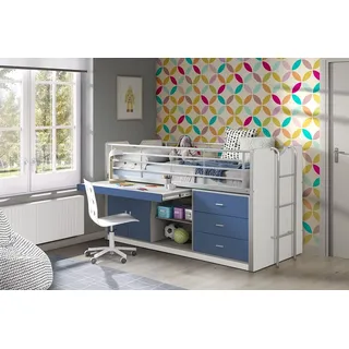 Vipack Hochbett Bonny 90 x 200 cm MDF/Spanplatte blau/weiß