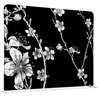 SHOWDOWN Displays Showdown Textil Raumteiler Basic - 150-150 Doppel Abstrakte Japanische Kirschblüte - Schwarz - Silberner Rahmen