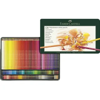 Faber-Castell - Polychromos Buntstifte Set 120 Farben Metalletui | 120 Künstlerfarbstifte mit 3,8 mm Mine, säurefreie Pigmente, hohe Farbbrillanz im Metalletui