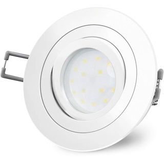 SSC-LUXon LED-Einbaustrahler Ultra flach (30mm) RF-2 rund weiß lackiert schwenkbar mit 4W LED Modul warmweiß 2700K 230V ohne Trafo | Oberfläche matt-weiß lackiert | Top Design