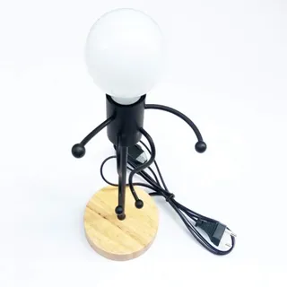 Chao Zan modern Design Holz Schreibtischlampe - E27 Fassung, E27 Glühbirne, für Schlafzimmer,Wohnzimmer,Kinderzimmer, kleine Cartoon-Tischlampe,Kleine Tischlampe für Jungen/Mädchen(schwarz)