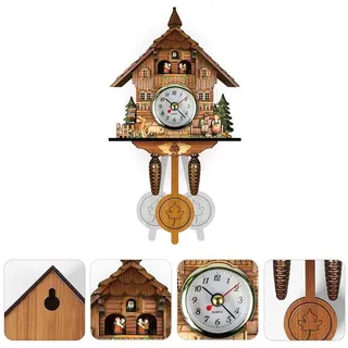 WBTY Kuckucksuhr Antik Holz Kuckuck Vogelhaus Wanduhr Wohnkultur Hängende Kuckucksuhr Auto Swing Bell Pendel Wohnkultur (CM010)