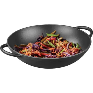 GRILLMEISTER Dutch Oven / Kastenform mit Deckel/ Grill-Wok (Wokeinleger Gusseisen)