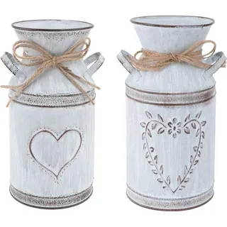 2-teiliges Vintage-blumenvase-herz-milchkrug-eisen-shabby-chic-dekorations-landhausstil-rustikaler Blumeneimer-metallpflanzkübel-dekorations-kaktustopf Für Wohnzimmertischdekoration