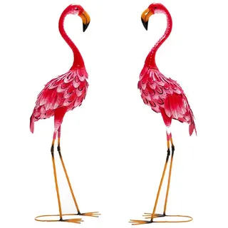 KOMFOTTEU Gartenfigur Gartendeko, (2er Set, 2 St), Flamingo-Gartenstatuen 89cm hoch rosa
