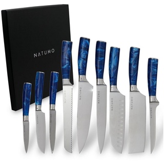 natumo Allzweckmesser NATUMO Küchenmesser Set 9-teilig. HRC 56+ scharfes Messerset Profi in blau
