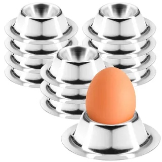 com-four® 12x Eierbecher aus Edelstahl - Elegante wärmeisolierende Eierhalter im Metallic-Look - Frühstücks-Set im modernen zeitlosen Design - für zu Hause, im Hotel oder der Gastro
