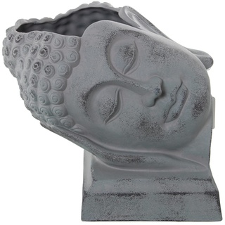 DRW Buddha-Kopf aus Keramik, grau, 32 x 25 x 27 cm