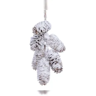 Christmas Decorations Tannenzapfen Deko 18cm zum Aufhängen Naturzapfen beschneit natürliche Winter und Weihnachtsdeko Hängedeko Zapfen Dekohänger Weiß Natur