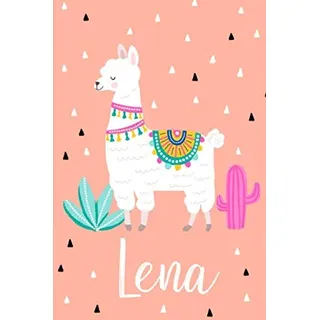 Lena: Personalisiertes Design Notizbuch Alpaka Lama 120 linierte Seiten ( ca.DIN A5 ) , perfekte Geschenkidee - für die Schule,Weihnachten Notizbuch mit Namen