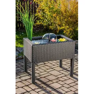 HEISSNER Hochteich 015196-00 Polyrattan schwarz mit Wasserspiel Terrassenbrunnen