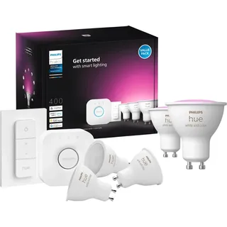 Philips Hue White & Color GU10 Starterset - 5 Lampen + Bridge + Dimmer