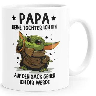 MoonWorks Tasse Kaffee-Tasse Papa Sprüche Geschenk Vatertag Lustig Motiv Baby-Yoda, Keramik weiß