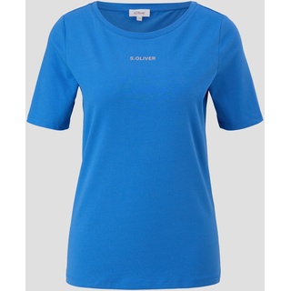 s.Oliver - T-Shirt mit Logoprint, Damen, blau, 36