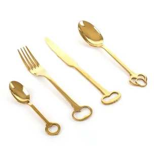 Seletti Vorratsdose keytlery 6-Place Besteck Set, 18/0 Edelstahl galvanisch, Gold, Set von 24