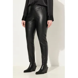 Ulla Popken Lederoptik-Hose Slim Schwarz 52