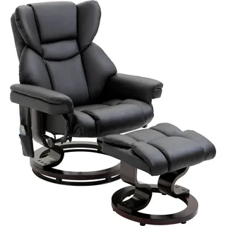 HOMCOM Relaxsessel mit Massagefunktion und Fußhocker  Massagesessel mit Liegefunktion, Kunstleder, Schwarz  Aosom
