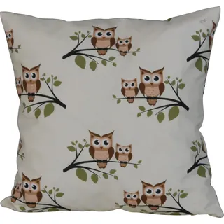 ANGERER Freizeitmöbel GmbH Sofakissen - Zierkissen mit Reißverschluss - Dekokissen Made in Germany (Beige Eule)