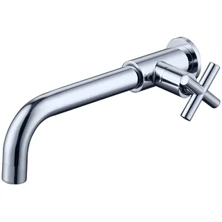 HomeLava Wasserhahn Bad Kaltwasser Wandmontage Einhand Wandarmatur In Wand Armatur Spülarmatureinzelner Kaltwasserhahn Kaltwasserventil Waschtischarmatur für Badezimmer Messing mit Kreuzgriff, Chrom