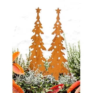 LB H&F Lilienburg 2er Set Weihnachtsdeko Roststecker Rost Metall wetterfest 35cm Tannenbaum Stern (Weihnachtsbaum)