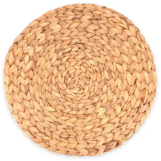 Decorasian Platzset aus Seegras - Wasserhyazinthe, 8er Set Tischset abwischbar 35cm Tischuntersetzer rund Natur