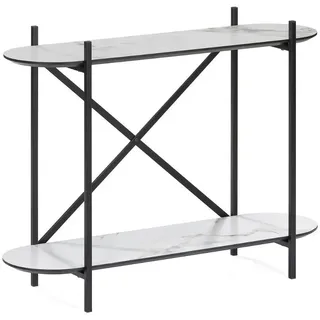 LebensWohnArt Konsolentisch Moderne Design Konsole MARMOL-Plus 100cm weiss Marmor-Optik