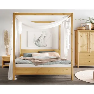 Massivholz »Solvita« Himmelbett laugenfarbig 100x200 cm
