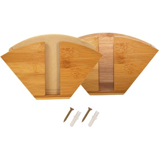 elbmöbel 2er Set Bambus Holz Filtertütenhalter - Kaffeefilterhalter, Serviettenhalter zum Stehen oder Hängen als Serviettenständer oder Filterpapierhalter
