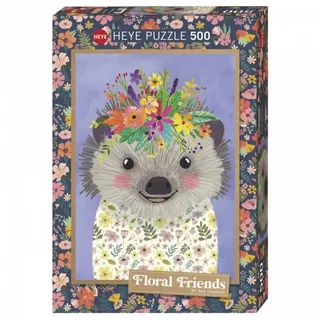 Heye 299521 Puzzle 500 Teile Funny Hedgehog, Floral Friends