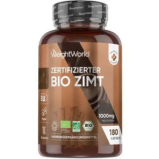 WeightWorld Zimt Kapseln - 180 Kapseln - 100% Bio Cassia Zimt höchster Qualität aus Sri Lanka, - für Herz, Verdauung und Gewichtsmanagement