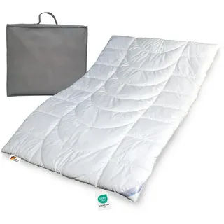 Sympathica Microfaserbettdecke Warme Allergiker Winter Bettdecke Duo Steppbett Funktionsfaser 155x220, Hergestellt in Deutschland weiß